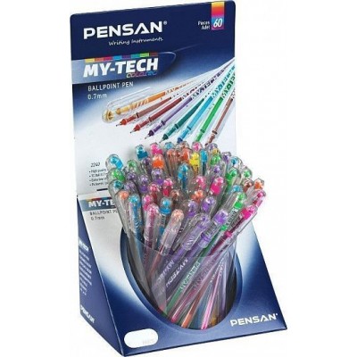 Ручка маслян.цветная Pensan MY-TECH MIX COLORED ассорти 0,7 мм ассорти кратно 60
